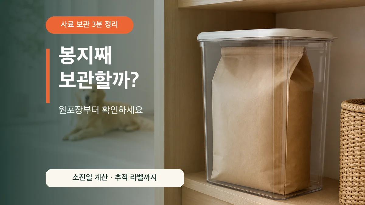 강아지 사료 보관법 3가지: 원포장·사료통·소진일 계산