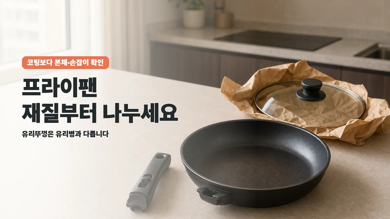 프라이팬 버리는 법: 손잡이·유리뚜껑까지 재질별로 나누기