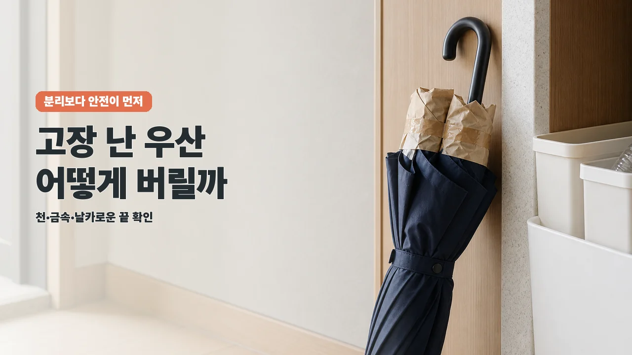 우산 버리는 법: 천·비닐·금속 뼈대 분리 기준
