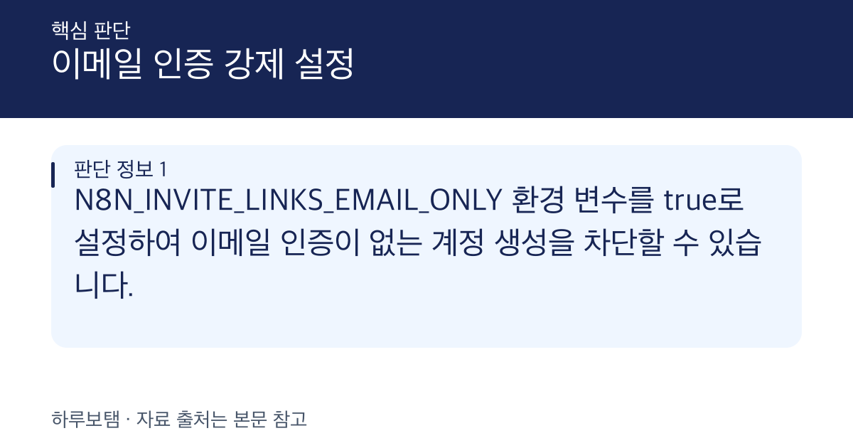 n8n 도입 시 이메일 인증을 통한 악의적 계정 생성 방지 설정 가능 여부