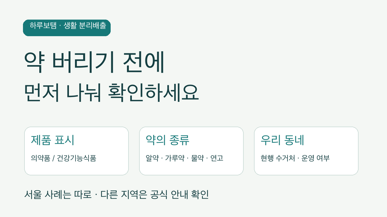 약 버리는 법: 알약·가루약·물약·연고와 우리 동네 수거처 확인