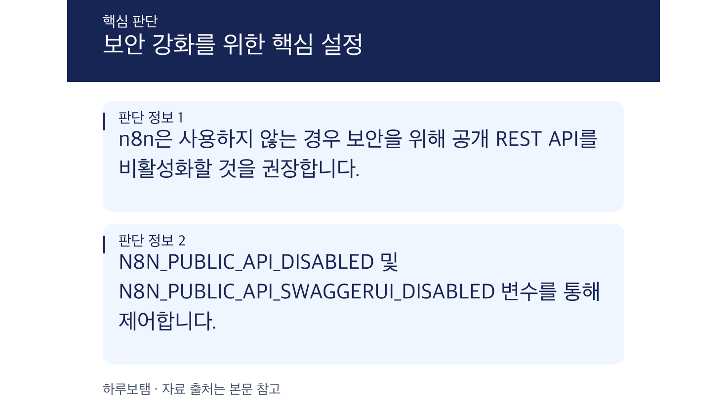 n8n 보안 강화를 위한 공개 API 및 API Playground 비활성화 설정 방법