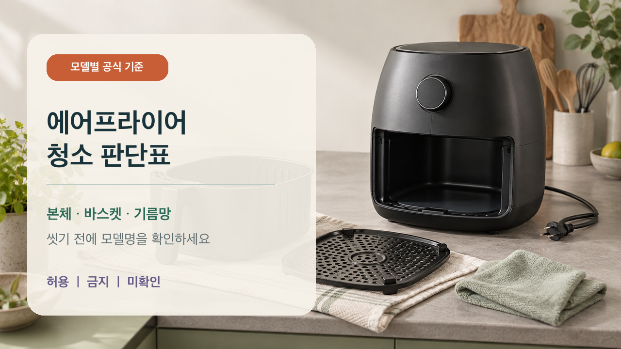 에어프라이어 청소: 모델별 부품 판단표